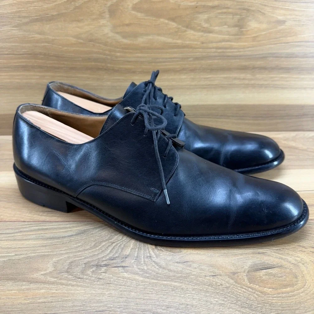 Palenzo Collezioni Mens Oxfords Size 10 Black Leather‎ Lace Up Dress Shoes